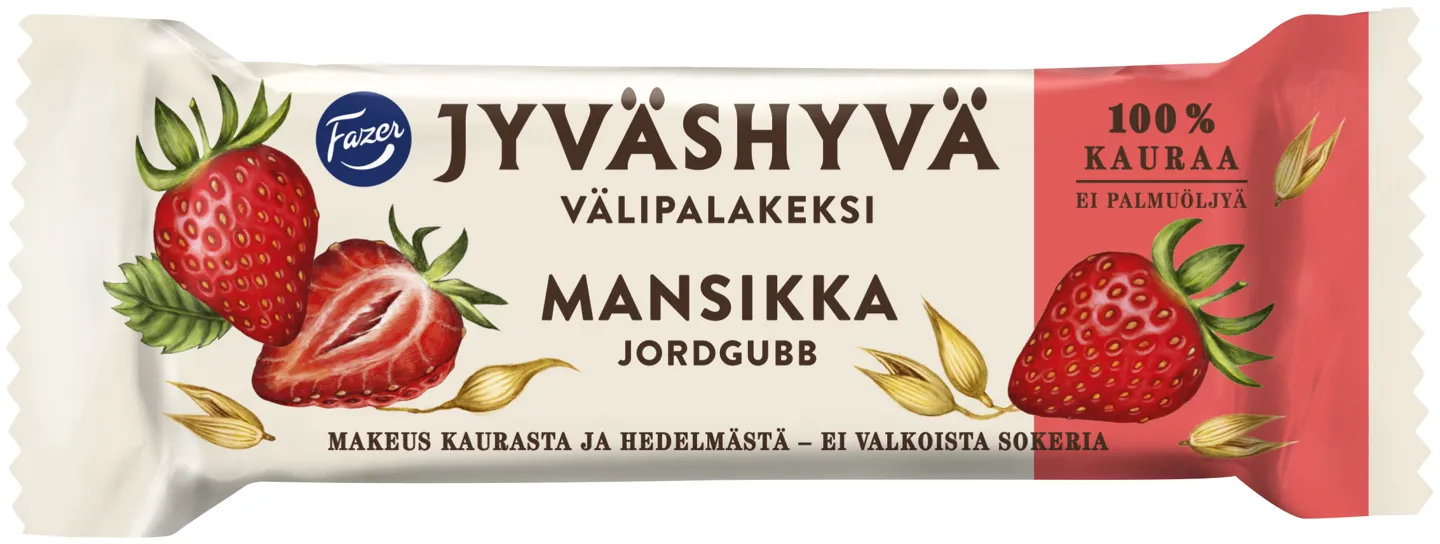 Jyväshyvä välipalakeksi mansikka 180 g - Jyväshyvä.fi